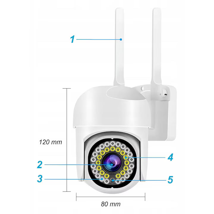 Cameră de Supraveghere WiFi IP, Ultra-Compactă, Full HD, Rotire 360°, Vedere Nocturnă și Senzor de Mișcare