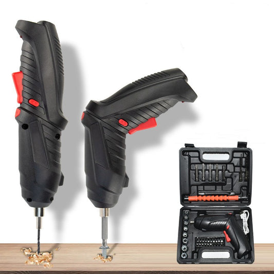 Set Șurubelniță Electrică Portabilă OKBOONS, 45 Accesorii, Reîncărcabilă USB, Prelungitor Flexibil și Geantă Transport