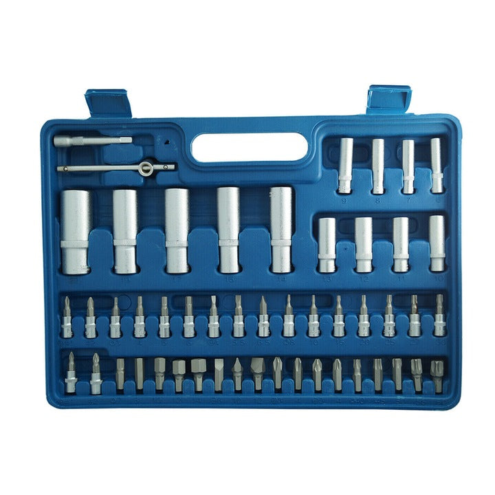 Trusă Scule și Chei Tubulare Profesională, 108 Piese, Oțel Chrome Vanadium, 2 Clichete, Albastru