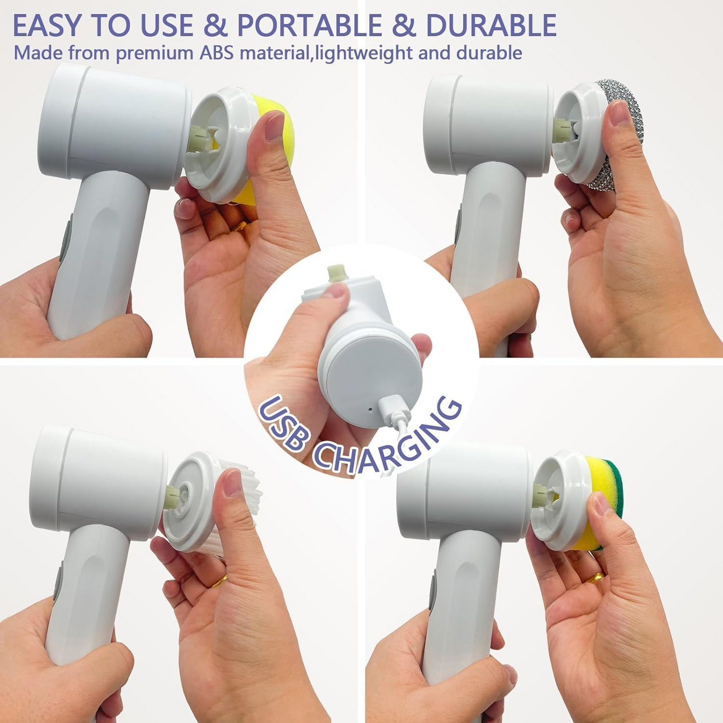 Perie Electrică de Curățare 5 în 1 Magic Brush, Reîncărcabilă USB, pentru Baie și Bucătărie