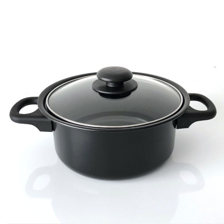 Set Vase de Gătit 13 Piese, Înveliș Antiaderent (Non-Stick), Capace din Sticlă Termorezistentă, Mânere Ergonomice, Include Set Ustensile, Negru