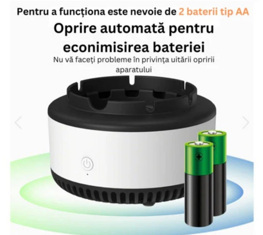 Scrumieră Electrică Multifuncțională cu Purificator de Aer, Absorbție Fum și Ioni Negativi, Albă