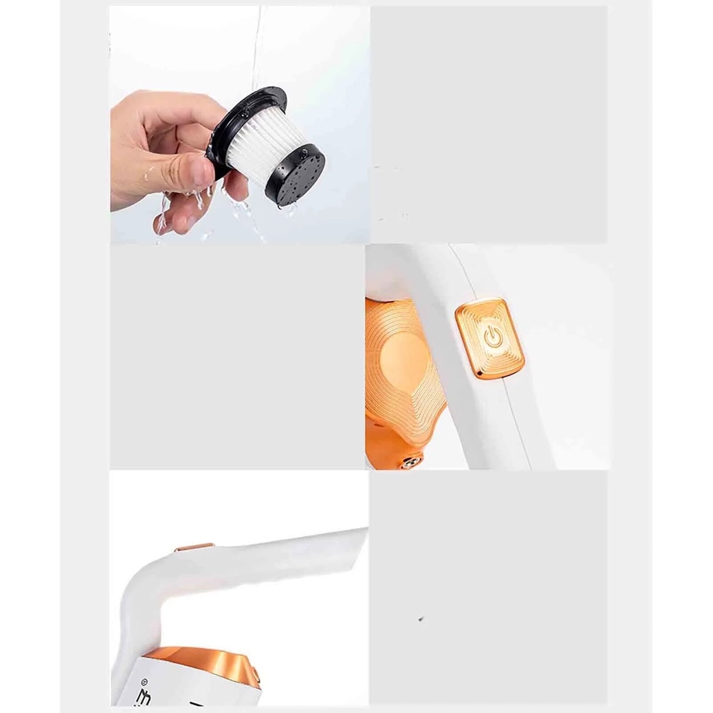 Aspirator Vertical și Auto 2-în-1, Fără Fir, 4500Pa, 45W, Încărcare Rapidă, Alb/Portocaliu