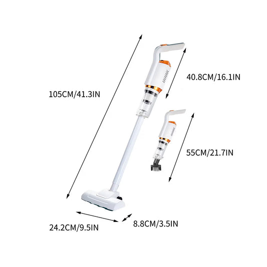 Aspirator Vertical și Auto 2-în-1, Fără Fir, 4500Pa, 45W, Încărcare Rapidă, Alb/Portocaliu