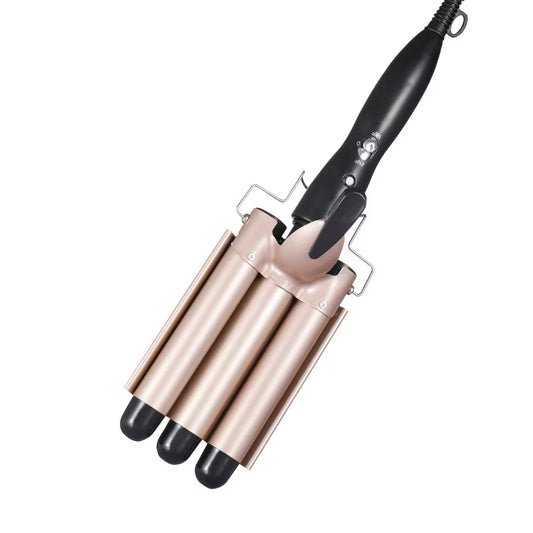 Ondulator Profesional cu 3 Elemenți Ceramici, Retro Waves, Temperatură Reglabilă 170-220°C