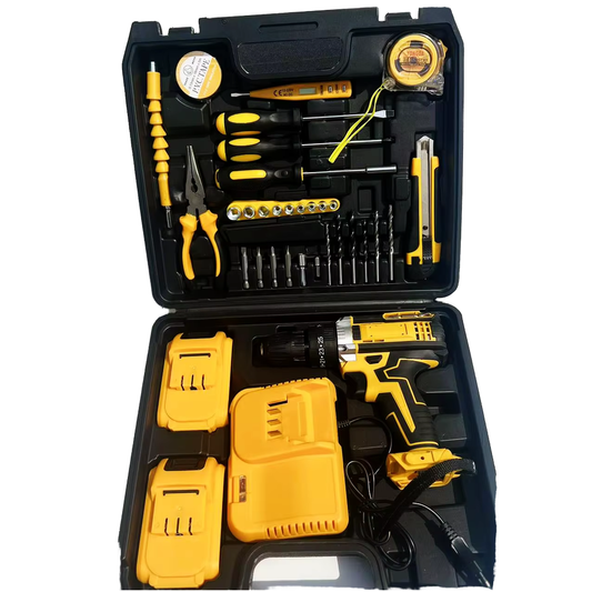 Bormașină cu Percuție OKBOONS 48V, 2 Acumulatori, Set 30 Accesorii, Autofiletantă Portabilă cu Cutie Transport