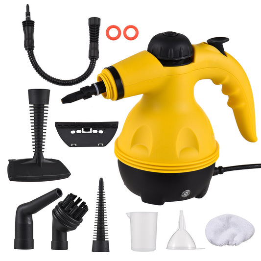 Pistol de Curățat cu Aburi Presurizați SteamMaster, 1000W, Igienizare Eco-Frendly, 9 Accesorii incluse, Galben/Negru