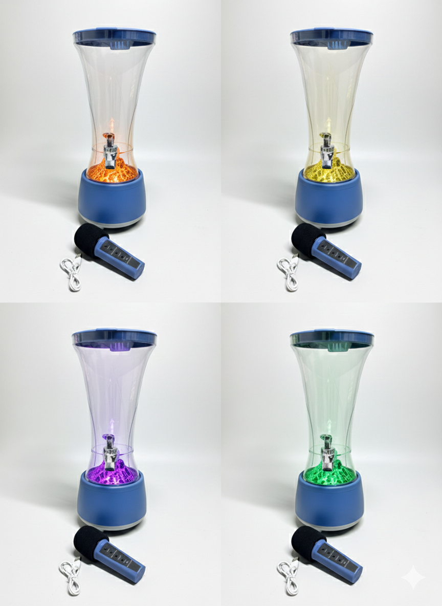 Dozator de Băuturi 3-în-1: Boxă Bluetooth, Sistem Karaoke cu Microfon și Lumini LED RGB