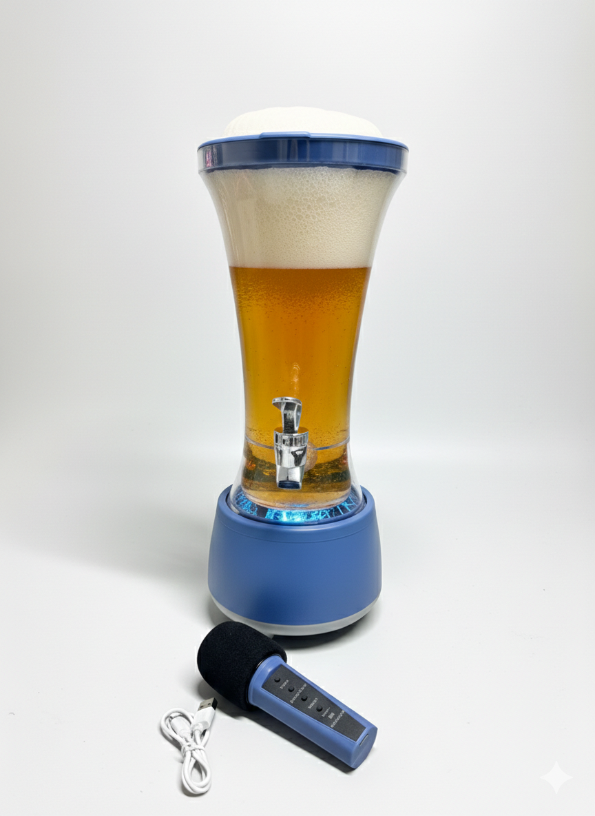 Dozator de Băuturi 3-în-1: Boxă Bluetooth, Sistem Karaoke cu Microfon și Lumini LED RGB