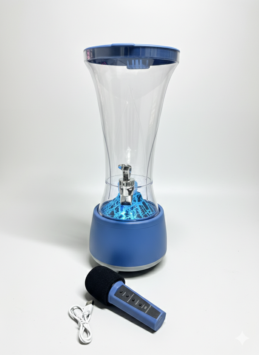 Dozator de Băuturi 3-în-1: Boxă Bluetooth, Sistem Karaoke cu Microfon și Lumini LED RGB