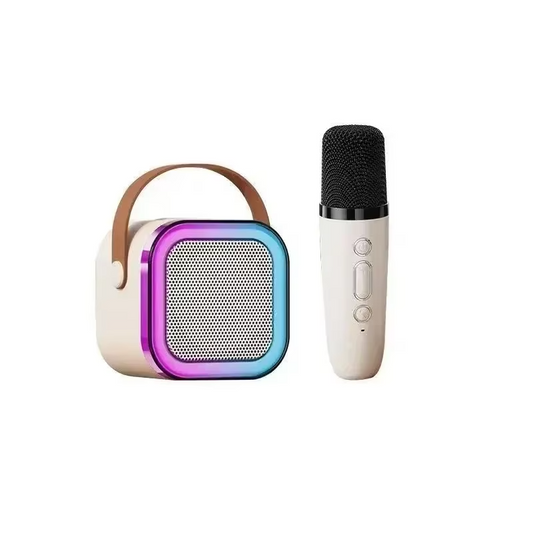 Sistem Karaoke Portabil cu Boxă Bluetooth și 2 Microfoane Wireless, Sunet Premium, Lumini RGB, compatibil iOS/Android