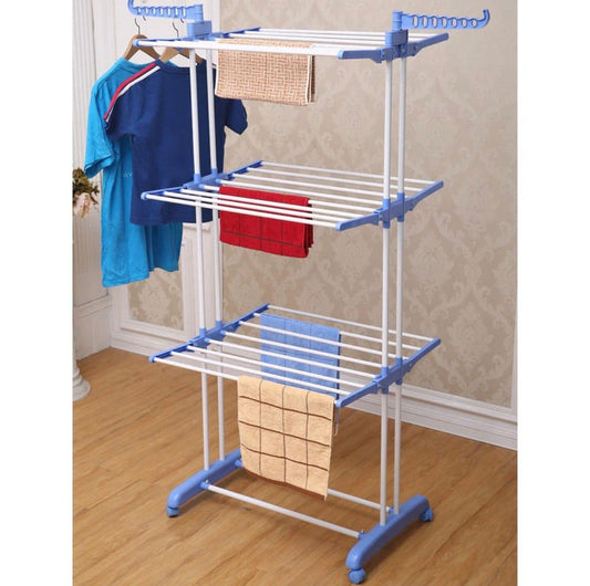 Uscător de Rufe Vertical XXL, 3 Niveluri, Capacitate 50kg, Pliabil, cu Roți și Suport Umerașe