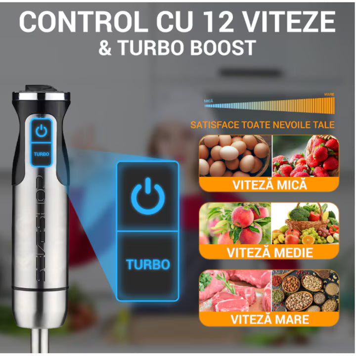 Blender Profesional SONYMAX PowerMix, 1500W, Vas 2L Ultra-Rezistent, Lame din Oțel Inoxidabil, 15 Viteze + Funcție Pulse, Zdrobire Gheață, Negru