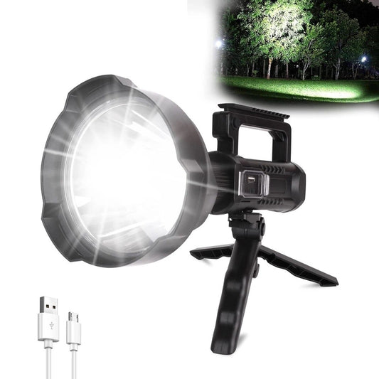 Lanternă Proiector Profesională W5120, LED High-Power 1000m, Trepied Inclus, Funcție Power Bank, USB