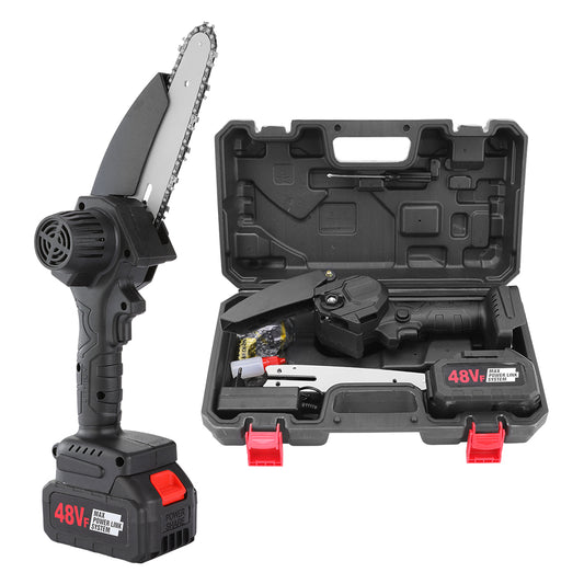 Mini-Ferăstrău Electric cu Lanț OKBOONS 48V, Acumulator Li-Ion, Lamă 6 inch, include Geantă de Transport