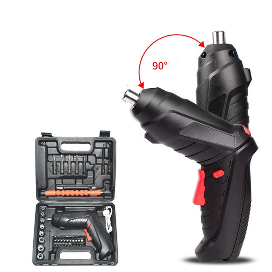 Set Șurubelniță Electrică Portabilă OKBOONS, 45 Accesorii, Reîncărcabilă USB, Prelungitor Flexibil și Geantă Transport