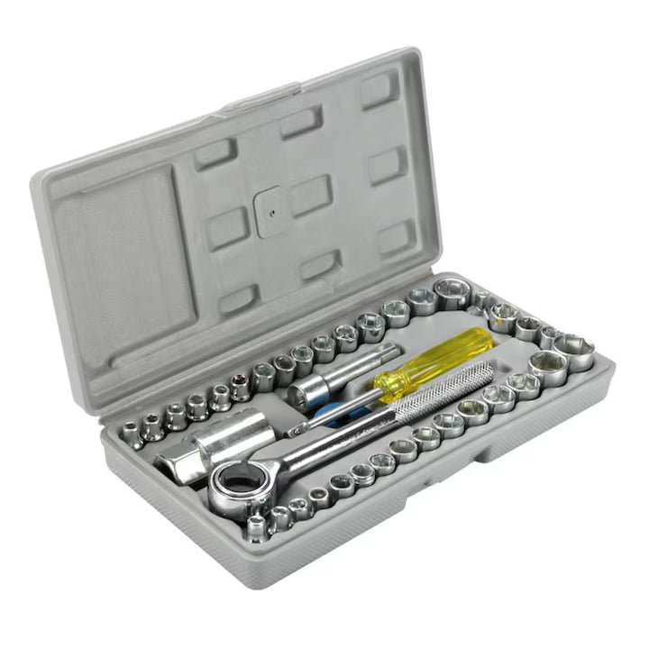 Trusă Chei Tubulare și Accesorii MoooM, Set 40 Piese, Oțel Crom Vanadiu, Clichet Inclus