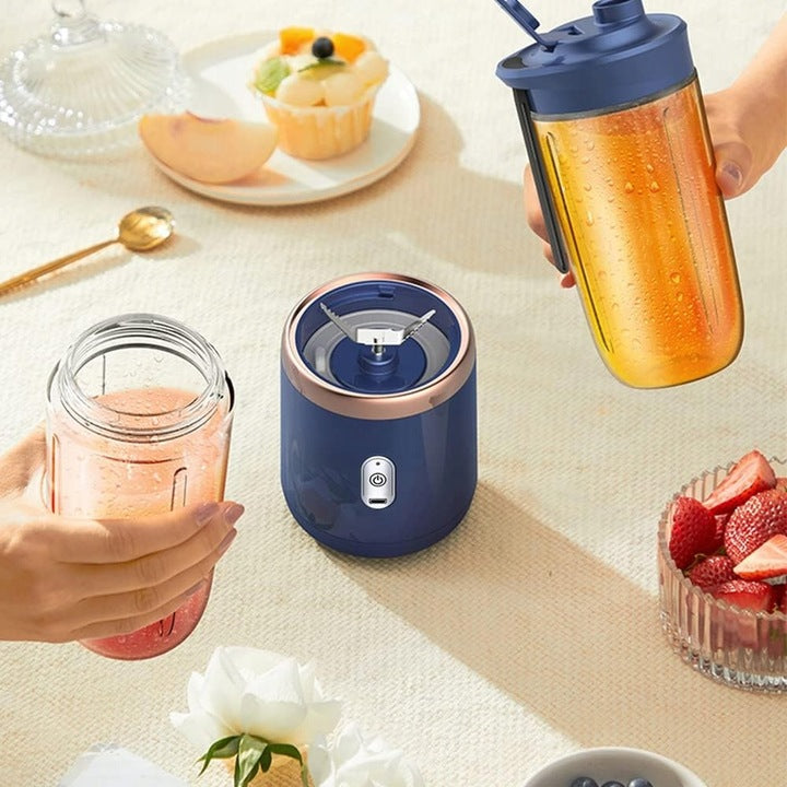 Mini Blender Portabil și Reîncărcabil USB, 400ml, 6 Lame Inox, Smoothie & Shake, include 2 Pahare