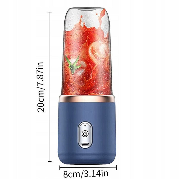 Mini Blender Portabil și Reîncărcabil USB, 400ml, 6 Lame Inox, Smoothie & Shake, include 2 Pahare