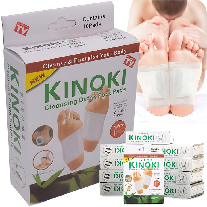 Set 10 Plasturi Kinoki pentru Detoxifiere și Energizare, Ingrediente Naturale, Curățare Organism