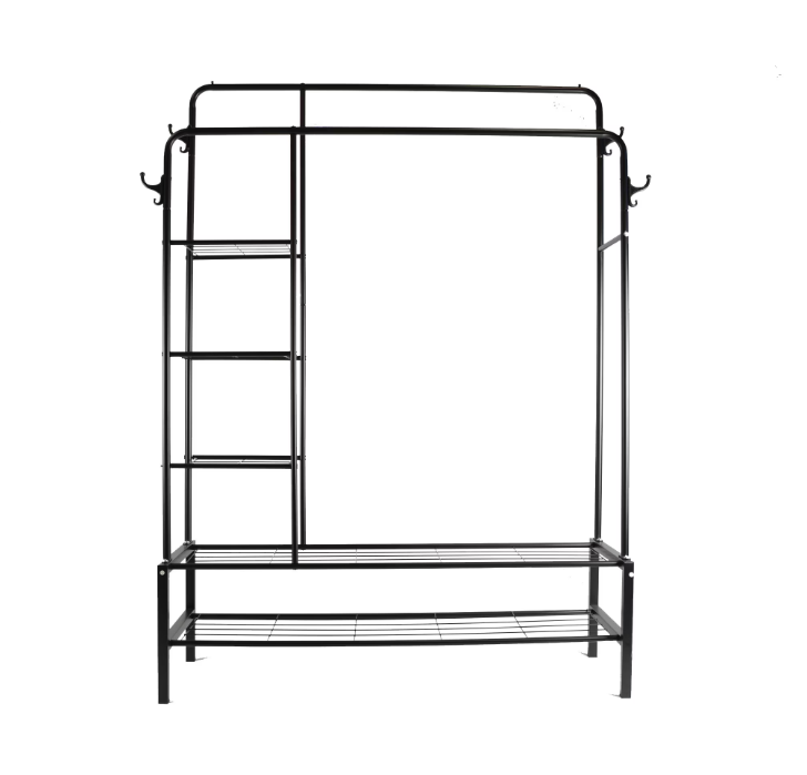 Suport Haine Dublu XXL, 160 x 160 cm, Negru Mat – Sistem Organizare Haine și Pantofi, Structură Ranforsată