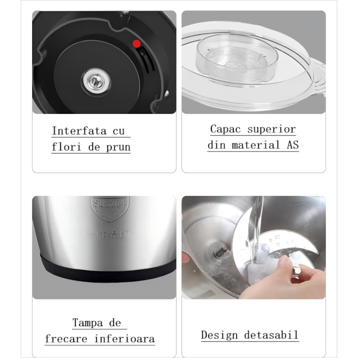 XL-Chopper Electric Multifuncțional, Capacitate 3L, Vas și Lame din Inox, pentru Carne, Legume și Nuci