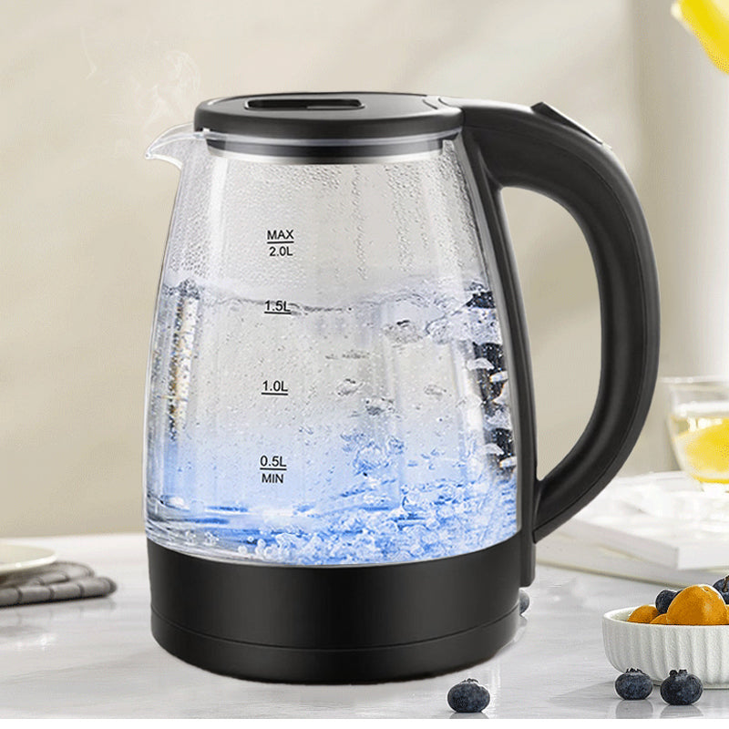 Fierbator electric din sticla Marado 2 litri cu iluminare LED albastra

Cana fierbator apa transparenta din sticla borosilicata 1500W

Baza rotativa si maner ergonomic fierbator electric negru