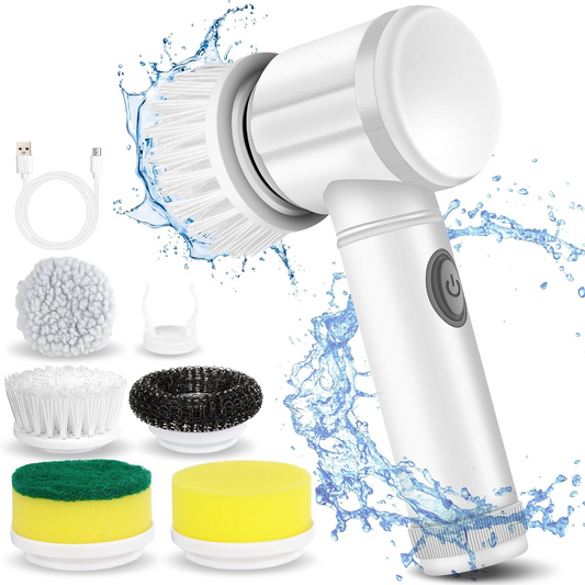 Perie Electrică de Curățare 5 în 1 Magic Brush, Reîncărcabilă USB, pentru Baie și Bucătărie