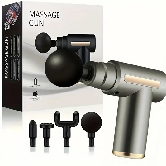 Pistol de Masaj Muscular Profesional, Massage Gun, Tehnologie Silențioasă, Acumulator Li-Ion, Argintiu