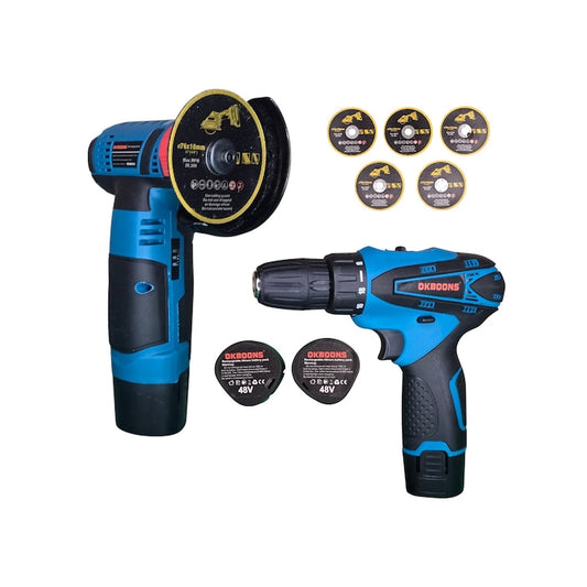 Set Unelte Electrice OKBOONS, Mașină de Găurit și Polizor Unghiular (Flex), 2 Acumulatori 48V, Accesorii Incluse