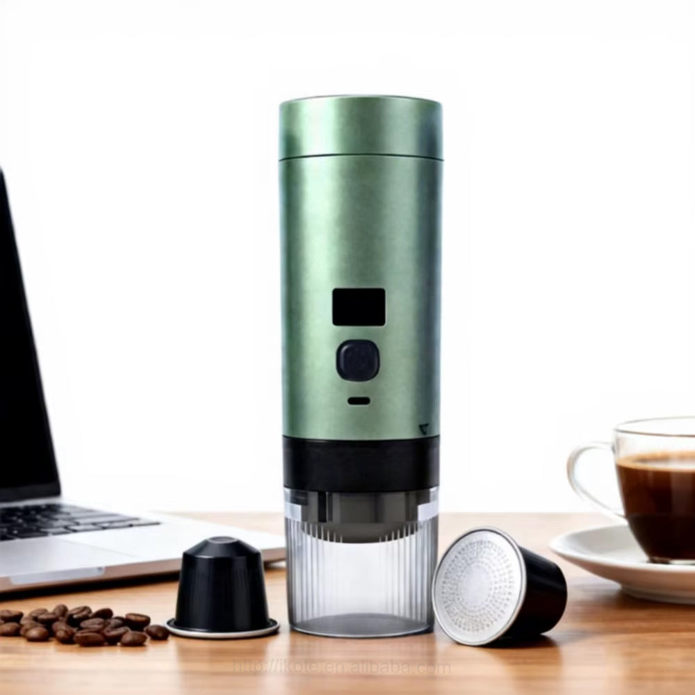 Espressor Portabil 3-în-1, Compatibil Capsule Nespresso/Dolce Gusto și Cafea Măcinată, Ecran Digital Temperatură, 15-19 Bar, Utilizare Acasă/Mașină