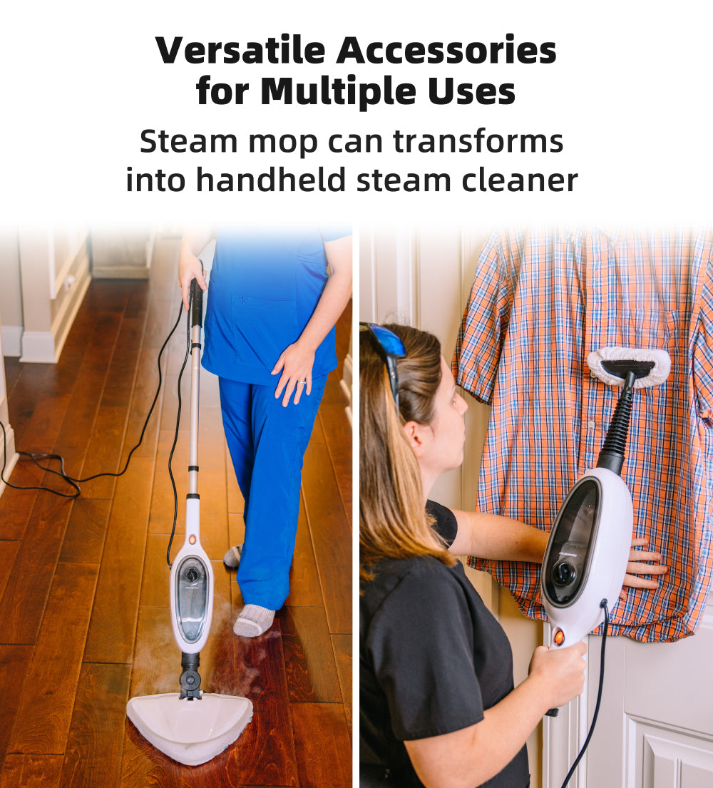Mop cu Aburi Profesional 12-în-1 SteamMaster Pro, 1300W, Curățare Verticală și Portabilă, Dezinfectare 99.9%, Autonomie Mare, Alb/Albastru