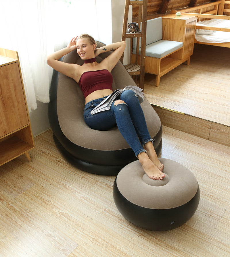Set Fotoliu Gonflabil cu Taburet Intex Ultra-Lounge, Suprafață Catifelată, Design Ergonomic, 130 x 99 x 76 cm, Gri/Negru