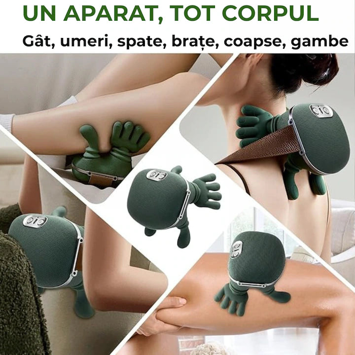 Aparat de Masaj Cervical 4D Shiatsu, Multifuncțional, Încălzire Infraroșu 45°C, 3 Intensități, Wireless, Autonomie 70 min, Ergonomic pentru Gât, Umeri și Spate