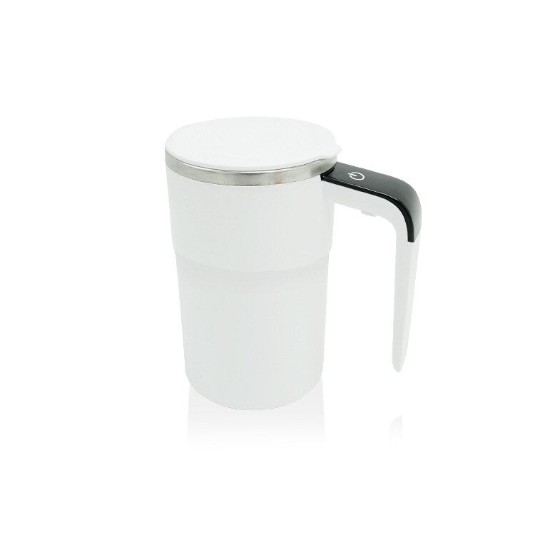 Cană Inteligentă cu Amestecare Magnetică, Afișaj LCD Temperatură, 400ml, Încărcare USB, Albă