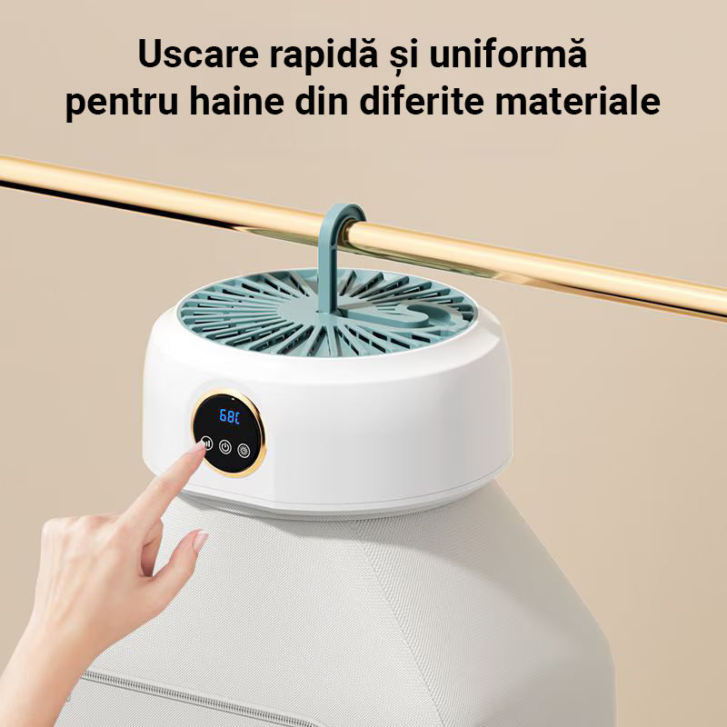 Uscător de Rufe Portabil Inteligent, Pliabil, Circulație Aer 360°, Capacitate 10kg, Ecran Tactil