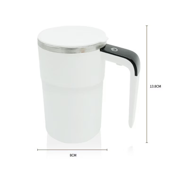 Cană Inteligentă cu Amestecare Magnetică, Afișaj LCD Temperatură, 400ml, Încărcare USB, Albă