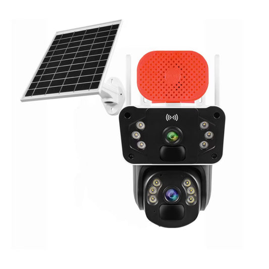 Cameră Supraveghere 4G LTE cu Panou Solar, Rezoluție 3K Ultra HD, Dual Lens, Sirena Audio, App OKAM