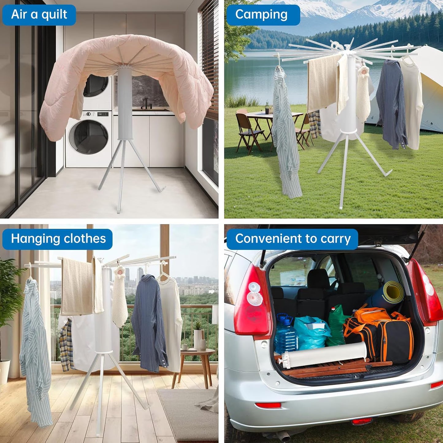 Uscător de Rufe Vertical Tip Umbrelă, Aluminiu și ABS, Pliabil, Rotire 360°, Capacitate 40kg