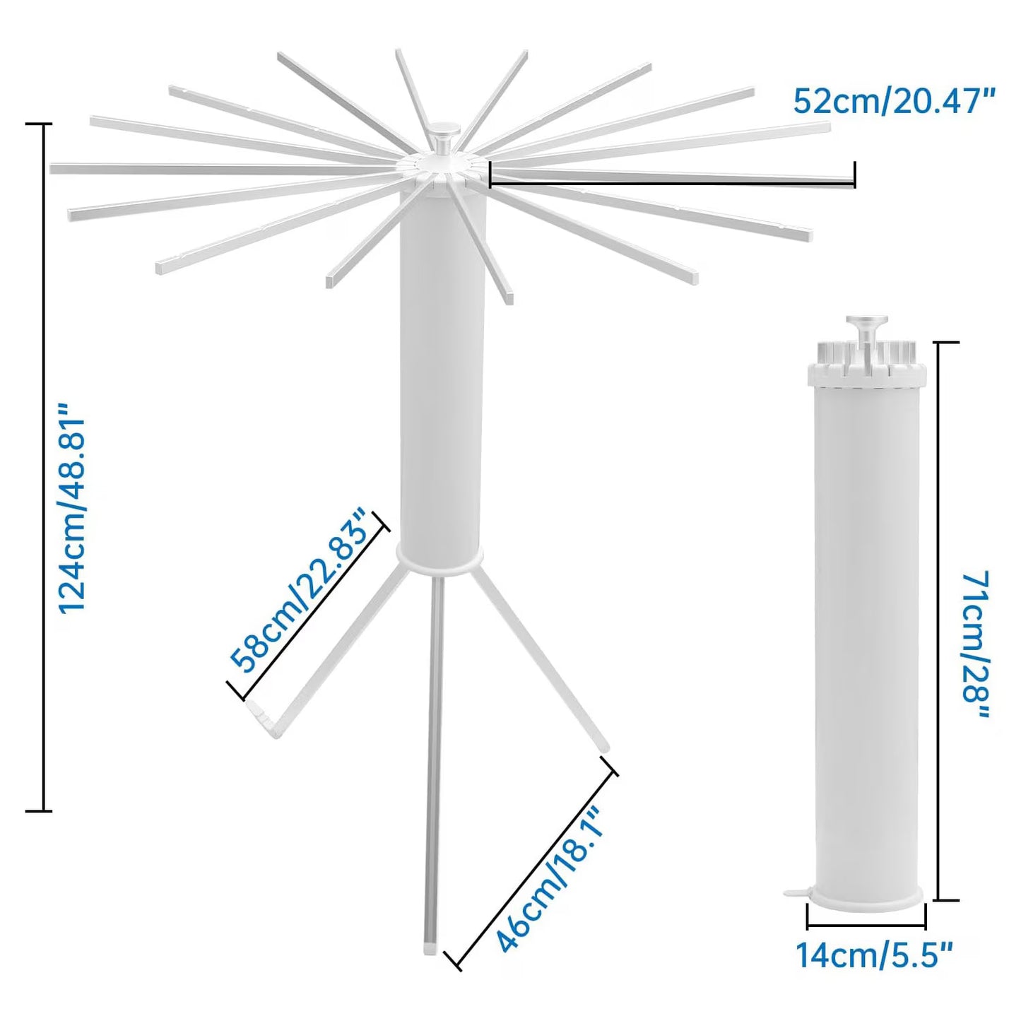 Uscător de Rufe Vertical Tip Umbrelă, Aluminiu și ABS, Pliabil, Rotire 360°, Capacitate 40kg